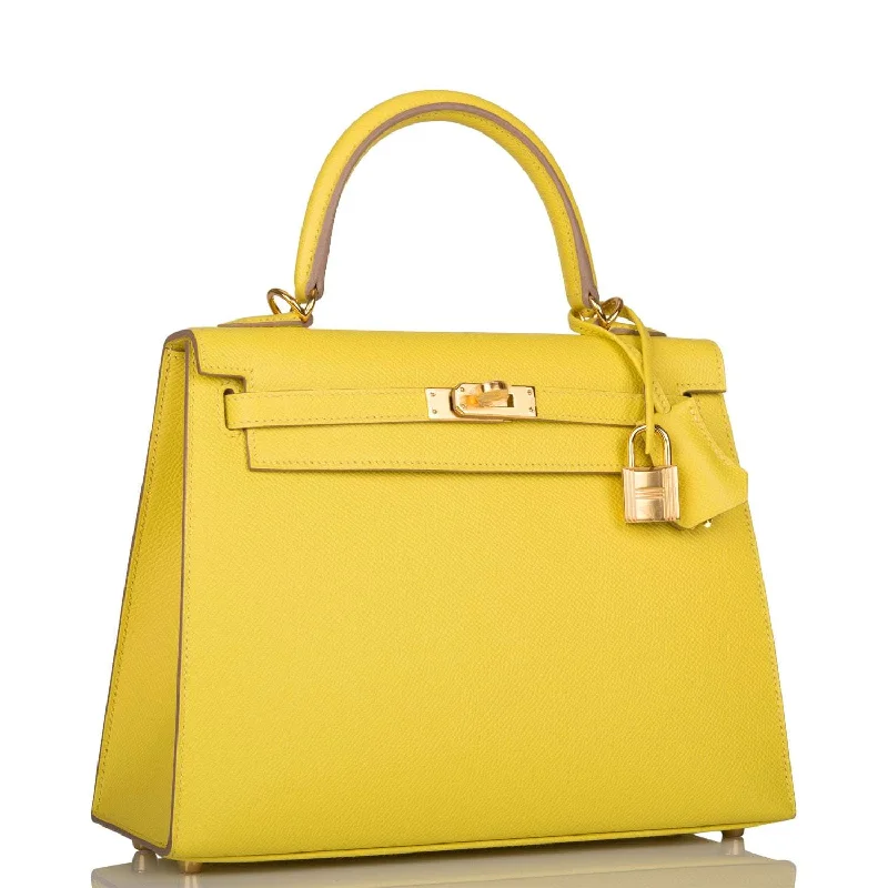 Hermes Kelly Sellier 25 Lime Epsom Gold Hardware