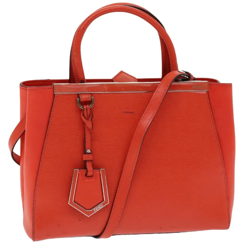 FENDI Hand Bag Leather 2way Orange  83672