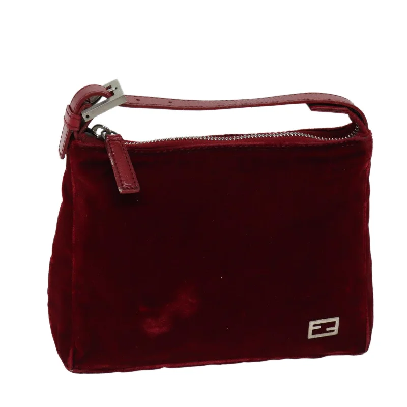 FENDI Hand Bag Velor Red  bs13552