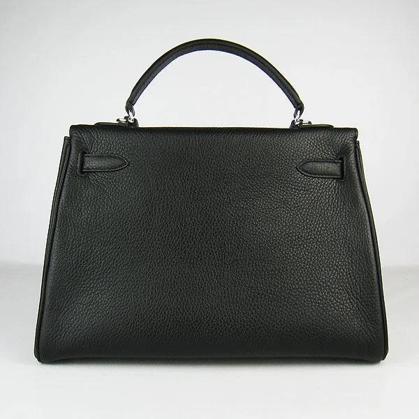 Hermes Kelly 32cm Togo Leather Handbag 6108 Black Silver