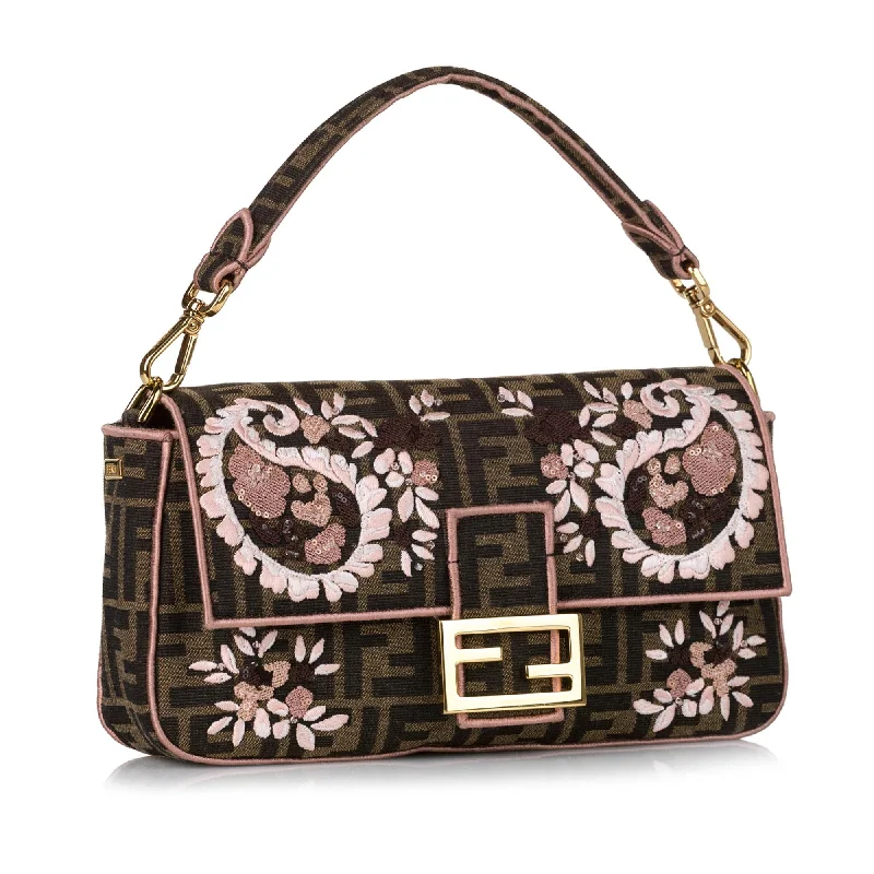 Fendi Zucca Paisley Embroidery Baguette (SHG-35412)