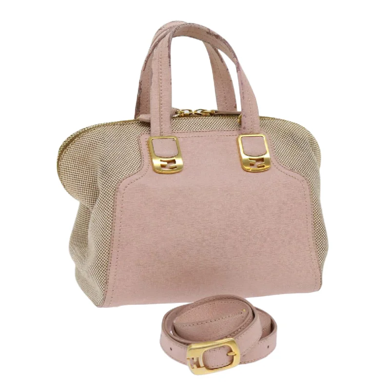 FENDI Chameleon Hand Bag Leather 2way Pink  bs11132