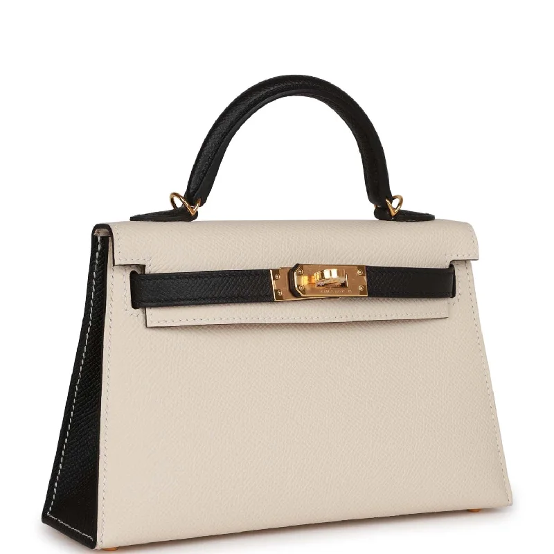 Hermes Special Order (HSS) Kelly Sellier 20 Craie and Black Epsom Gold Hardware