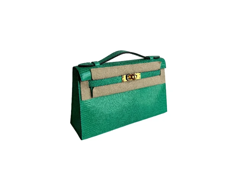 Hermes Kelly Pochette Menthe Lizard