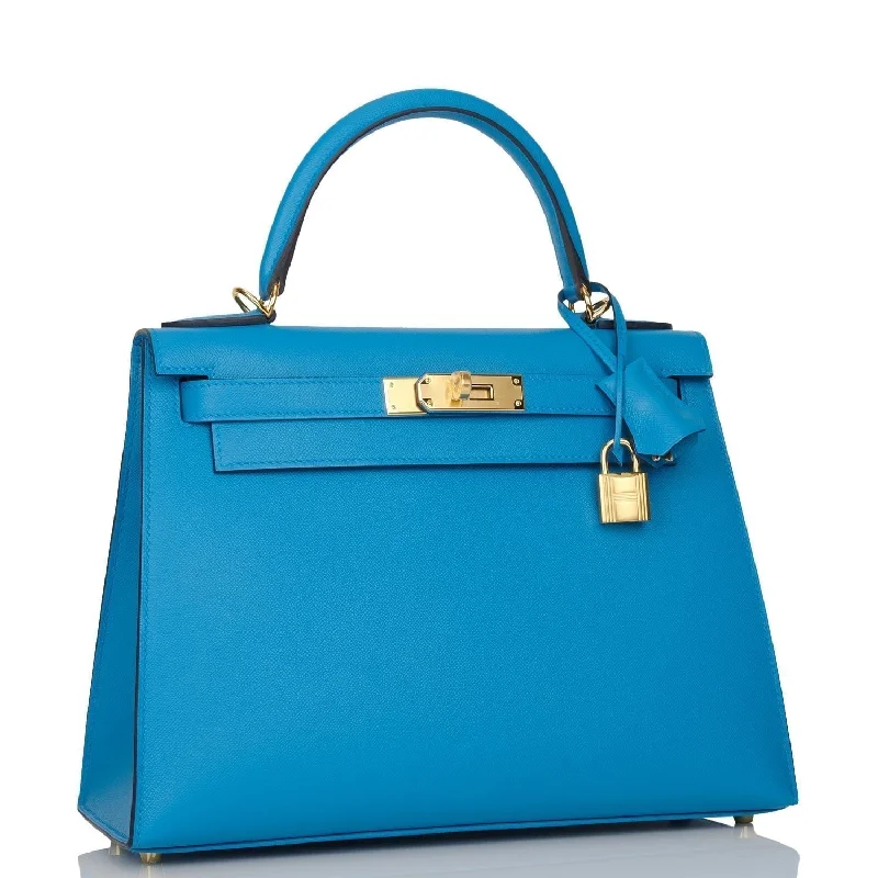 Hermes Kelly Sellier 28 Bleu Frida Epsom Gold Hardware