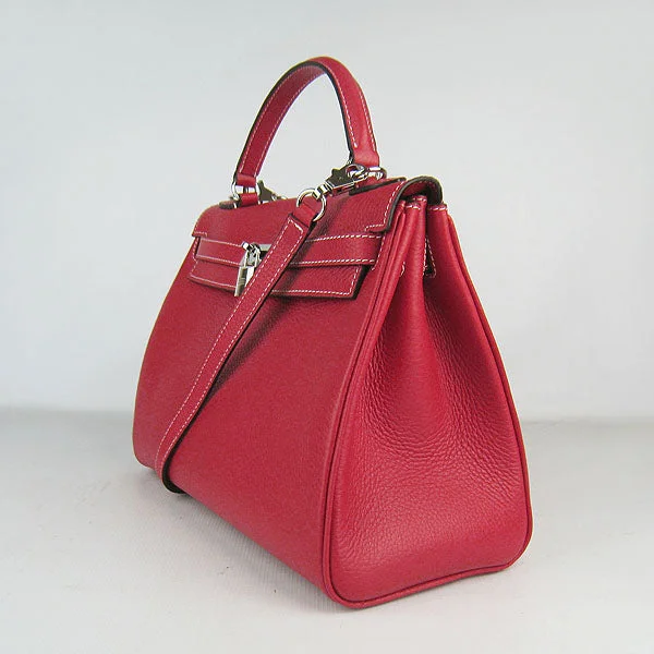 Hermes Kelly 32cm Togo Leather Handbag Red/Silver