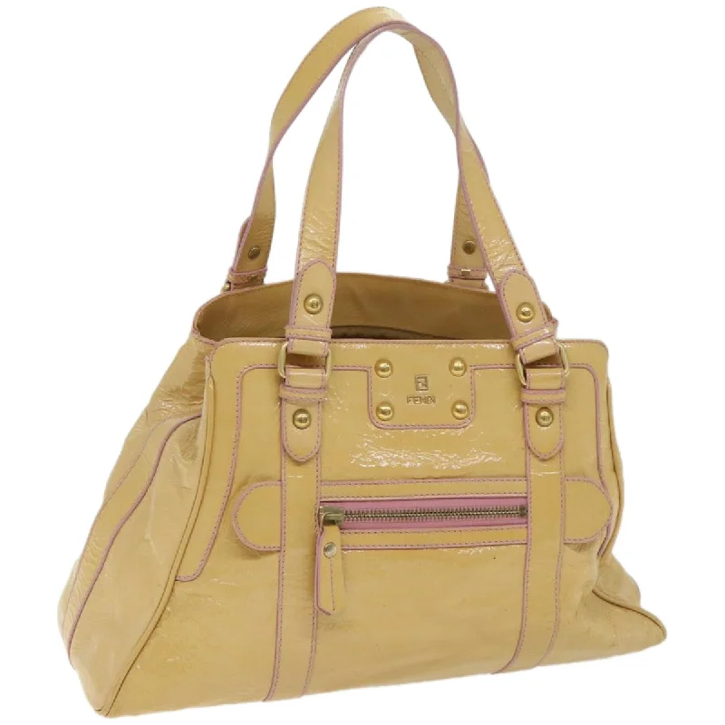 FENDI Hand Bag Enamel Beige  bs12356