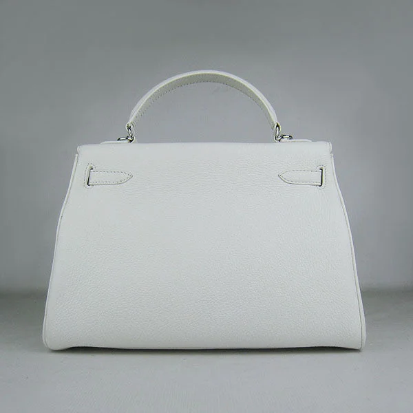 Hermes Kelly 32cm Togo Leather Handbag 6108 White Silver