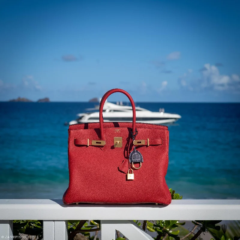 Hermès Birkin 35 HSS Rouge Vif Togo Brushed Gold Hardware - 2020, Y