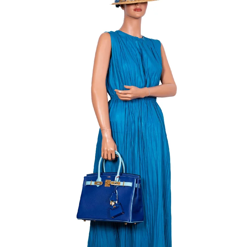 Hermès HSS Birkin 30 Blue Electric & Blue Atoll Epsom with Gold Hardware - 2015, T