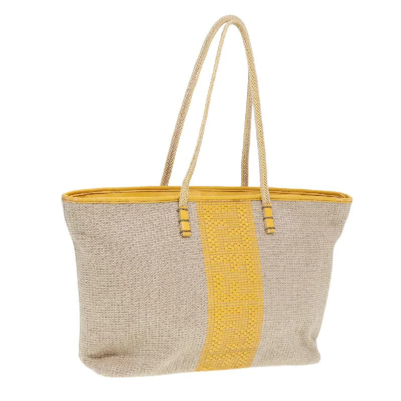 FENDI Hand Bag Raffia Beige Yellow  79135