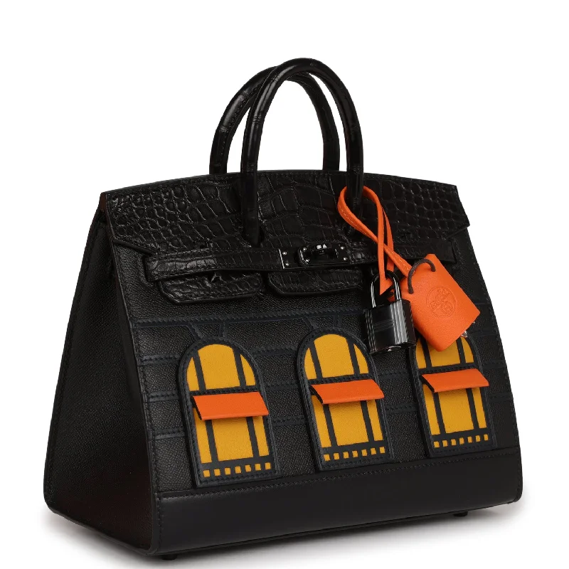 Hermes Sac Faubourg Birkin 20 So Black Matte Alligator Black Hardware