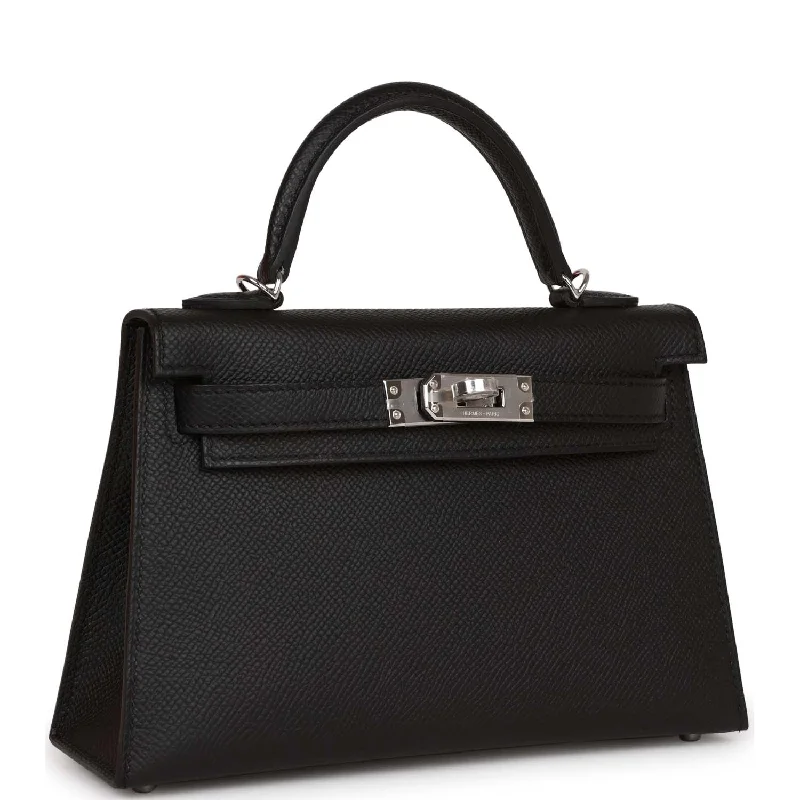 Hermes Kelly Sellier 20 Black Epsom Palladium Hardware