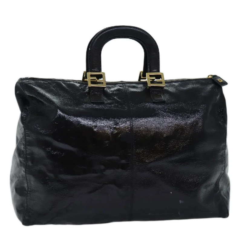 FENDI Hand Bag Enamel Black  bs14420