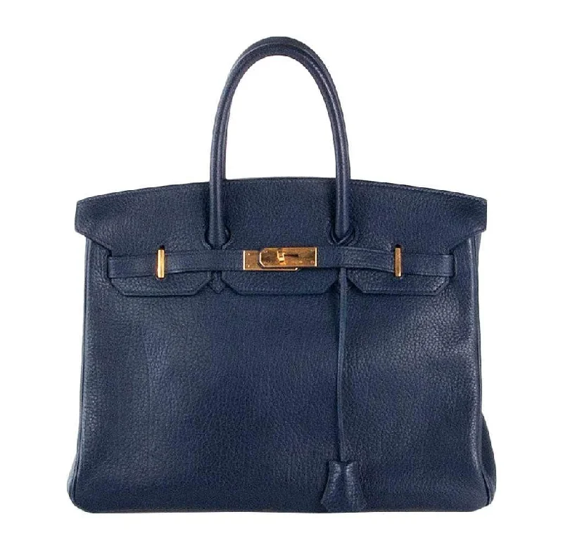 Hermès Birkin 35 Navy Fjord Bag GHW