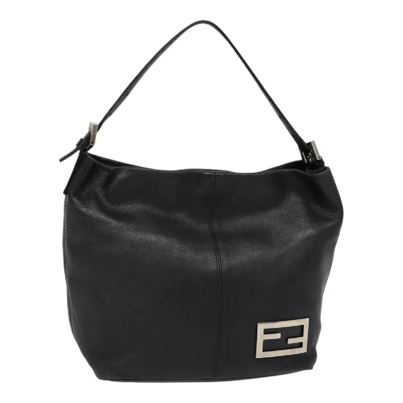 FENDI Hand Bag Leather Black Silver  bs17042