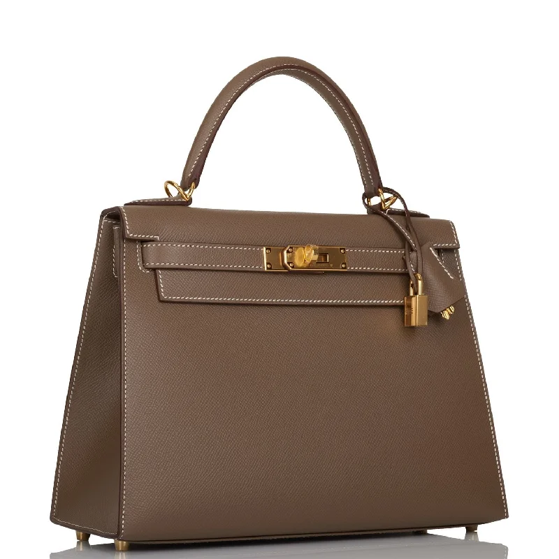 Hermes Kelly Sellier 28 Etoupe Epsom Gold Hardware