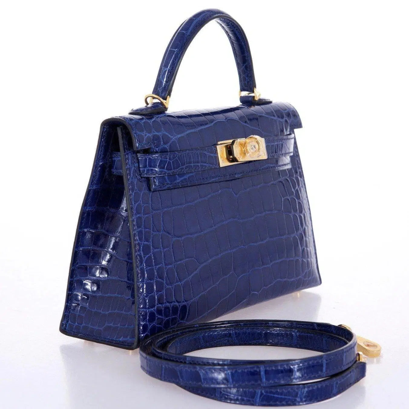 Hermès Kelly 20 Mini II Sellier Blue Sapphire Alligator Gold Hardware