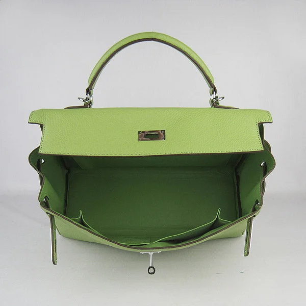 Hermes Kelly 35cm Togo Leather Handbag Green/Silver