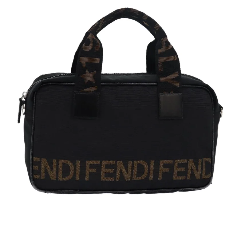 FENDI Hand Bag Canvas Black Brown  bs15716