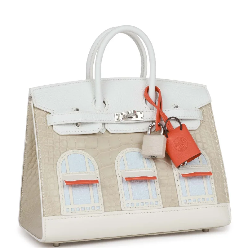 Hermes Sac Faubourg Birkin 20 White Matte Alligator Palladium Hardware