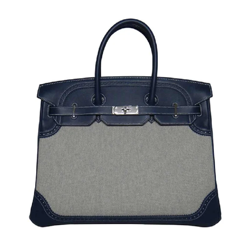 Hermès Birkin Ghillies 35 Bag Blue Toile