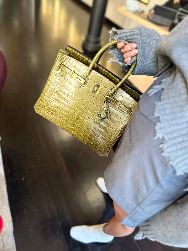 Hermès Birkin 35 Vert Olive Semi Matte Porosus Crocodile Gold Hardware