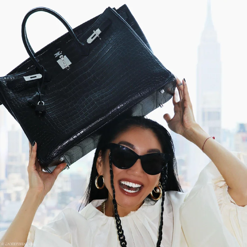 Hermès Birkin 40 Black Matte Porosus Crocodile Palladium Hardware