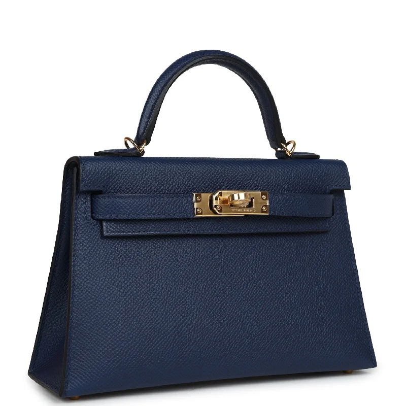 Hermes Kelly Sellier 20 Bleu Navy Epsom Gold Hardware