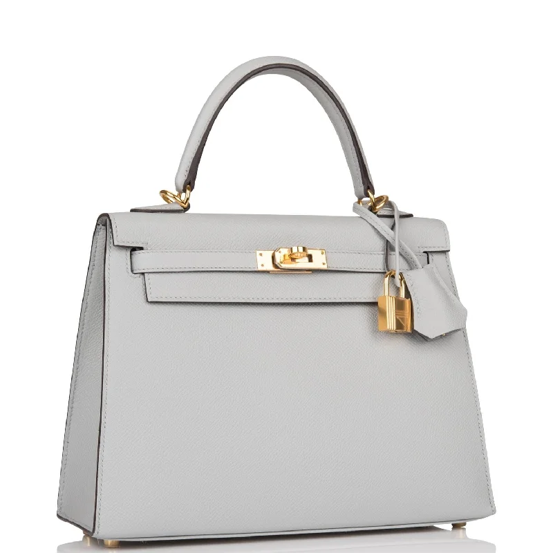 Hermes Kelly Sellier 25 Bleu Glacier Epsom Gold Hardware