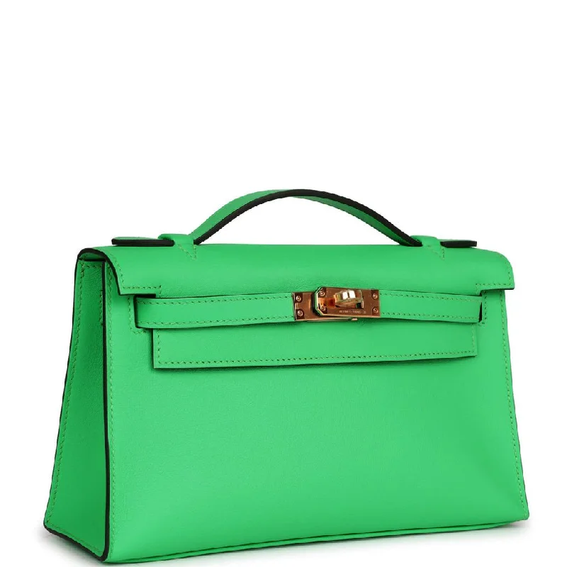 Hermes Kelly Pochette Vert Comics Swift Gold Hardware