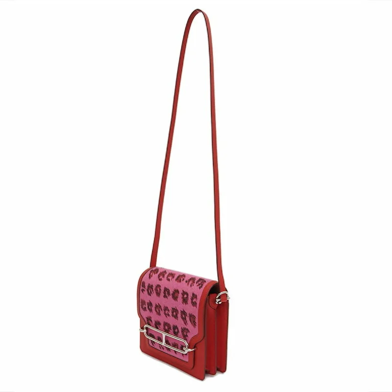 Hermes sack Laurice 18 Mini Leopard Red Swift Shoulder Bag Women's