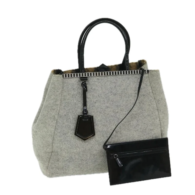 FENDI Hand Bag Wool Gray  bs11233