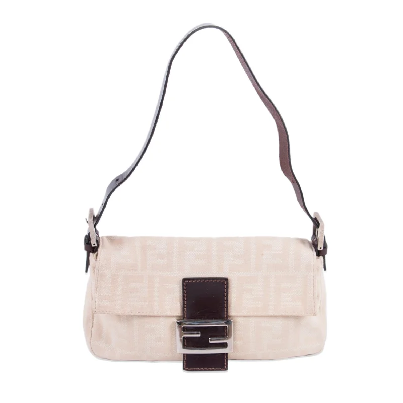 Fendi Natural Canvas Small Baguette