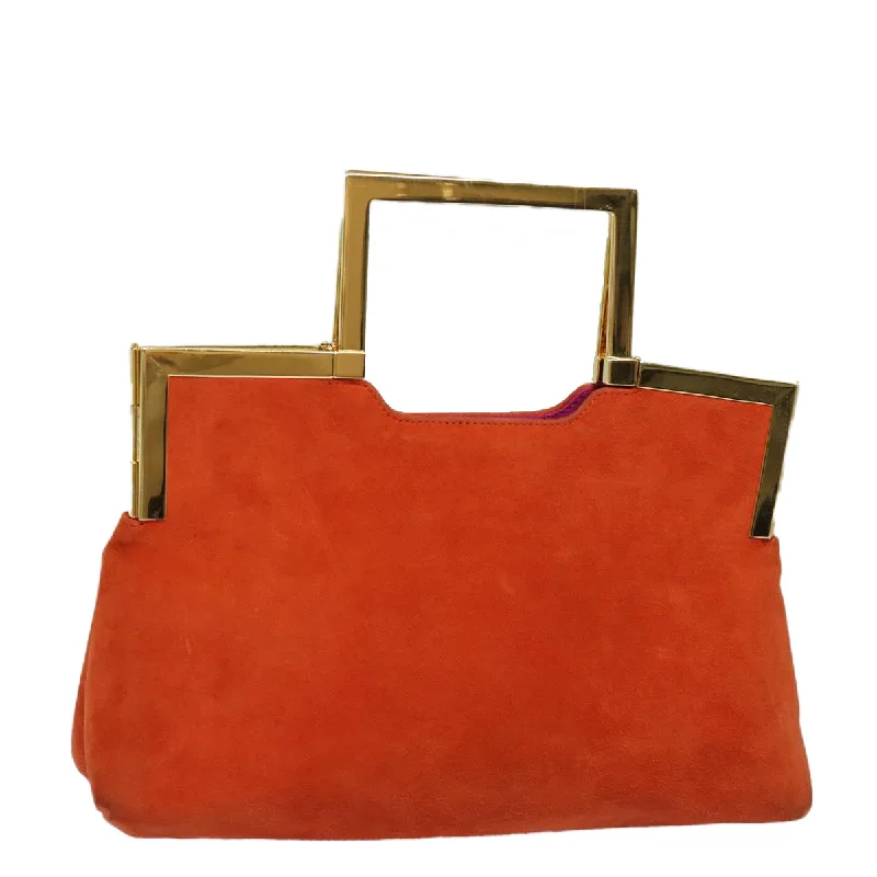 FENDI Hand Bag Suede Orange  83492