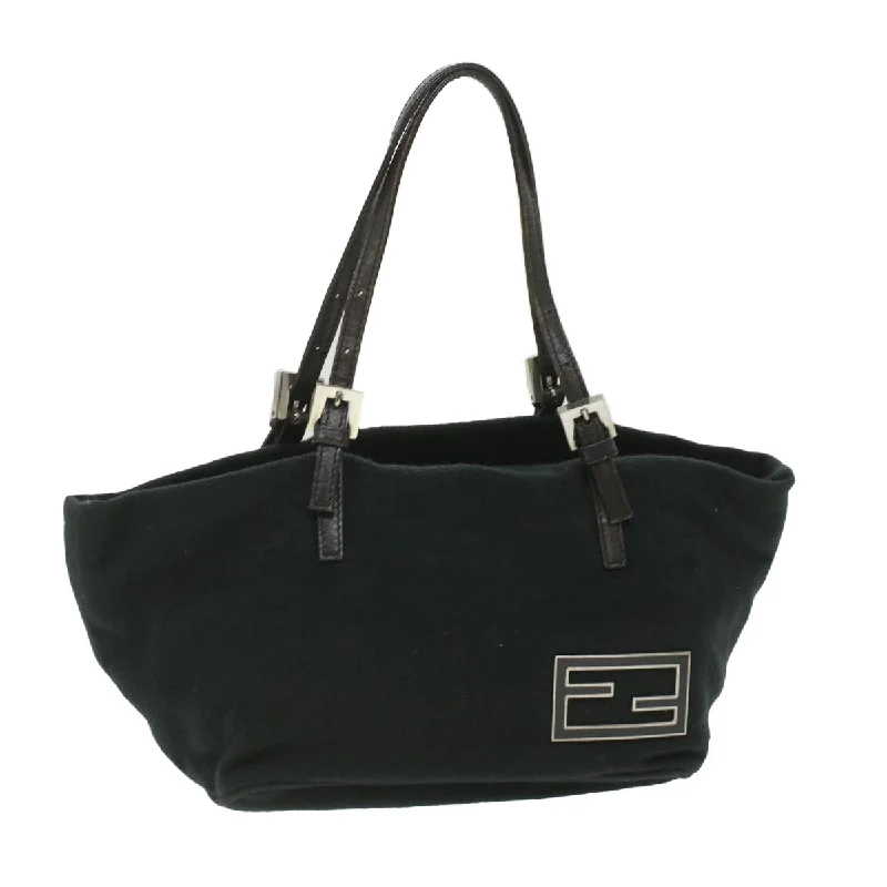 FENDI Hand Bag Wool Black  rd4314