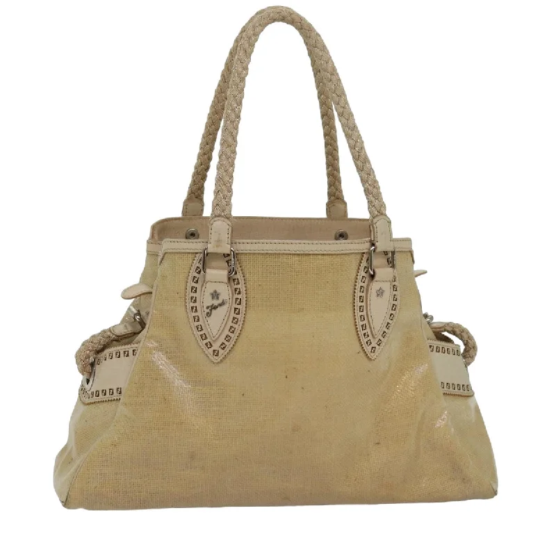 FENDI Hand Bag Vinyl Beige  yk13660