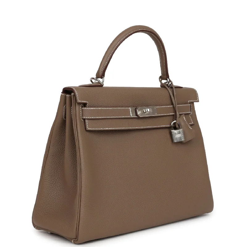 Hermes Kelly Retourne 32 Etoupe Togo Palladium Hardware