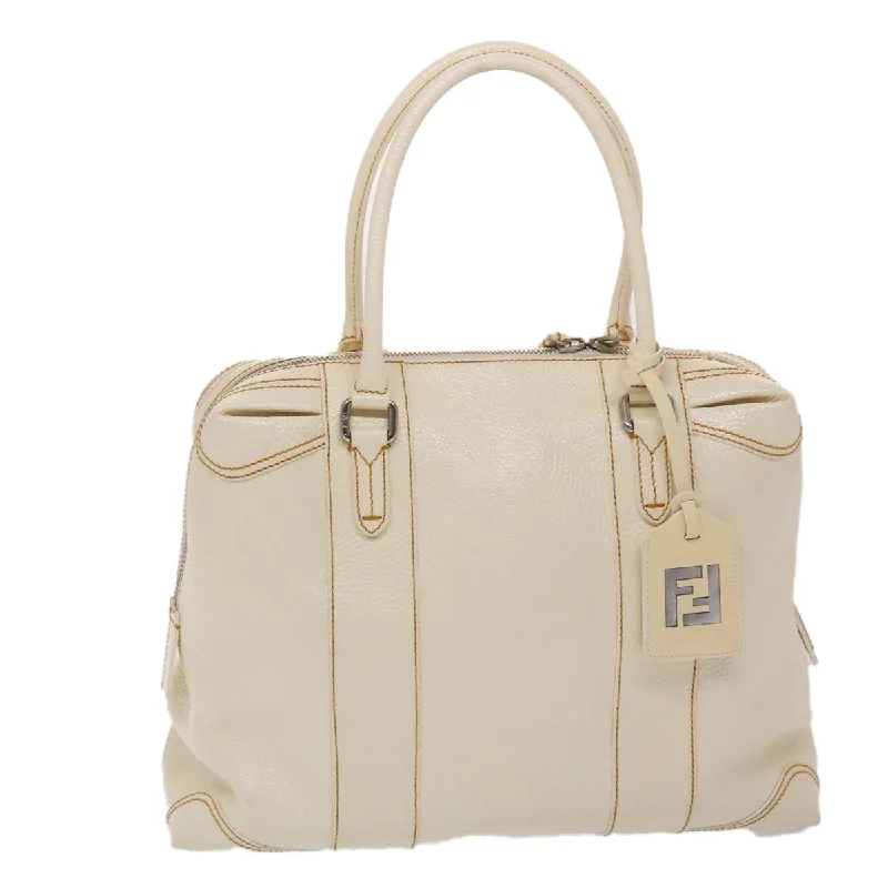 FENDI Boston Bag Leather White  bs6767