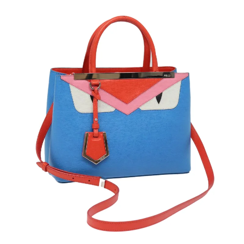 FENDI Hand Bag Leather 2way Blue  77771A