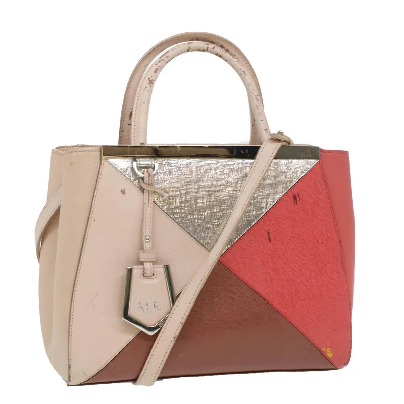 FENDI Hand Bag Leather Pink Silver beige  cl260