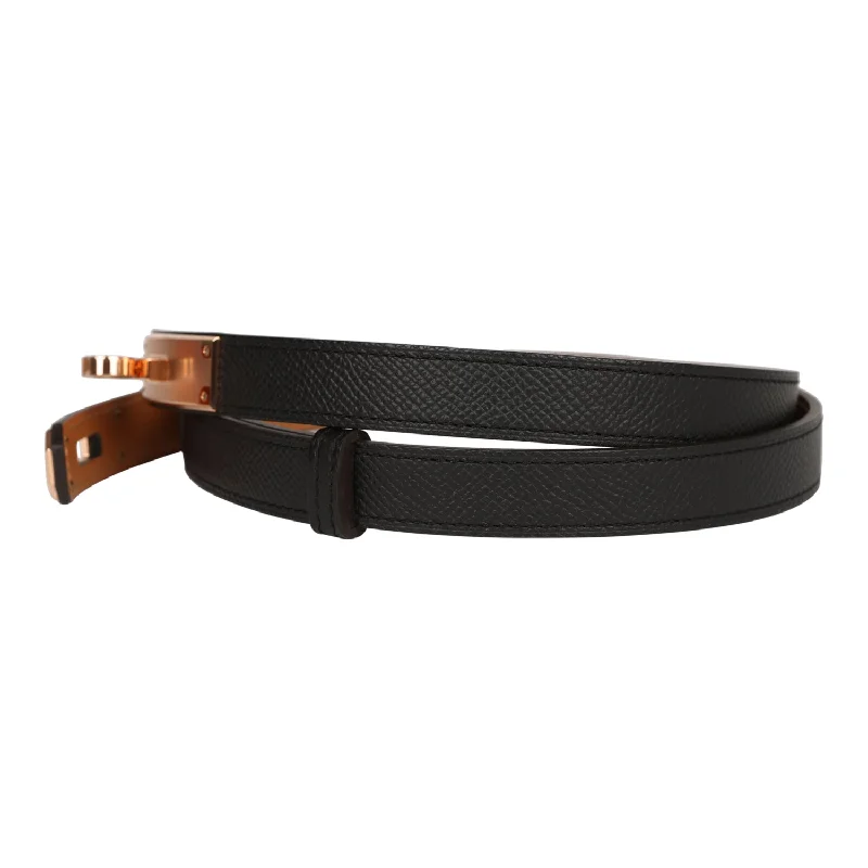 Hermes Kelly 18 Belt Black Epsom Rose Gold Hardware