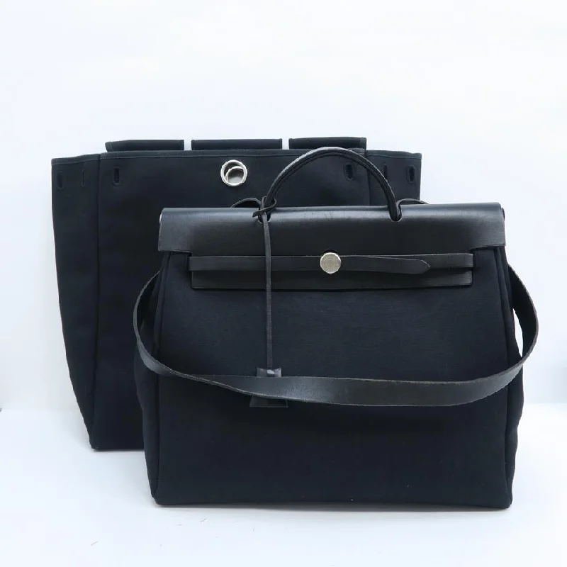 Hermès Herbag Gm Black Canvas Tote