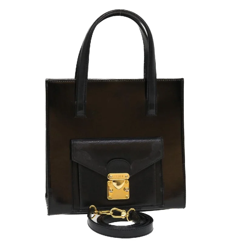 FENDI Hand Bag Leather 2way Black  rd4371