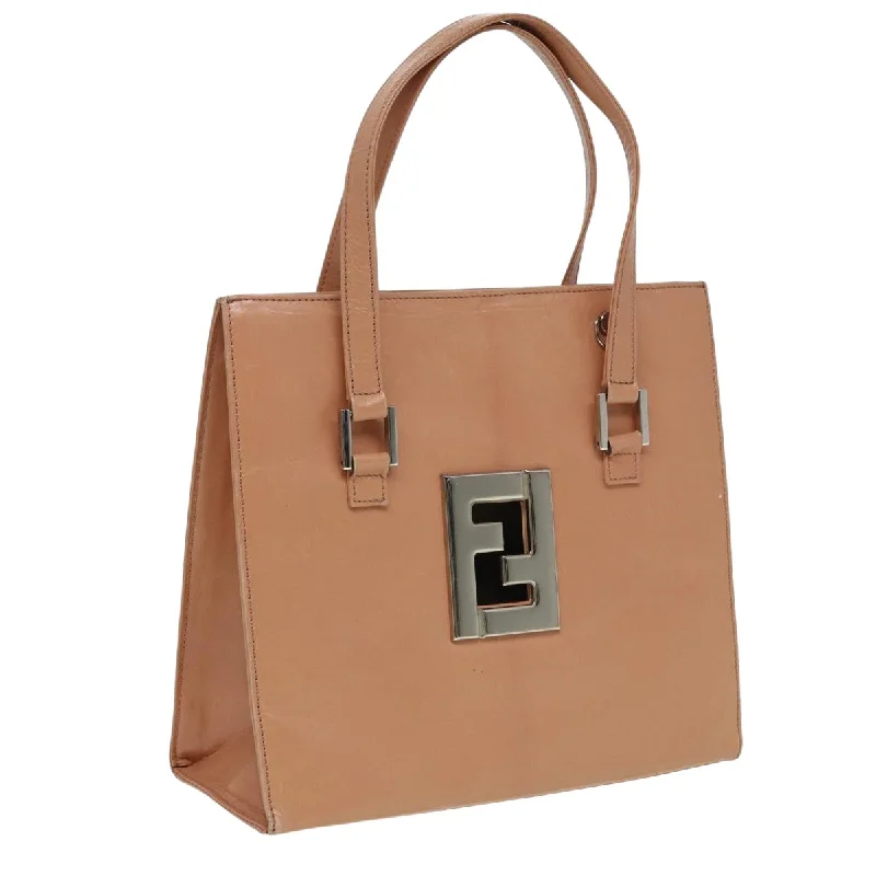 FENDI Hand Bag Leather Beige  81187