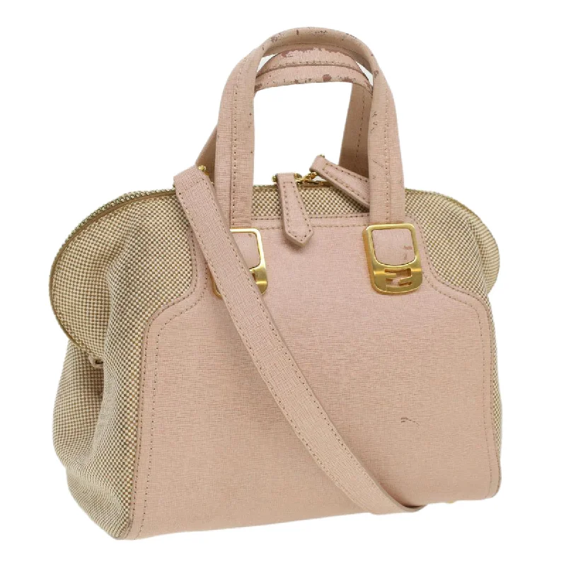 FENDI Hand Bag Leather Canvas 2way Pink  bs3819