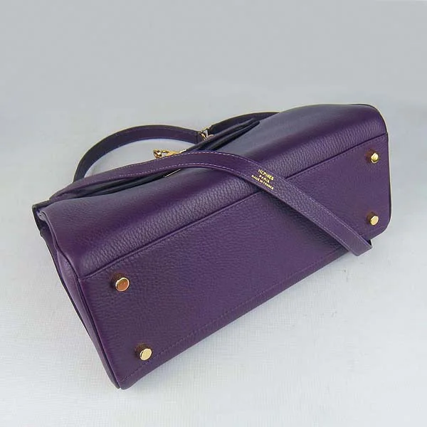 Hermes Kelly 32cm Togo Leather Handbag 6108 Purple Golde