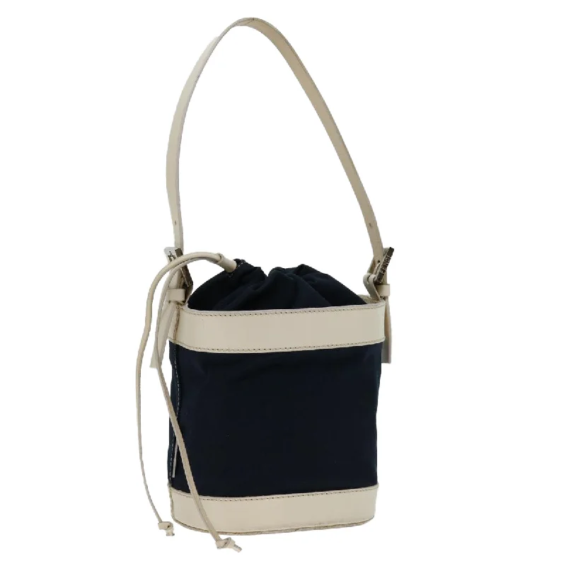 FENDI Hand Bag Canvas Navy White  hk1190