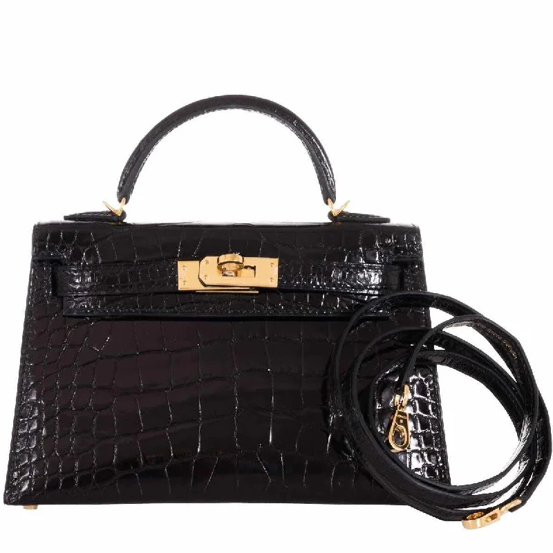 Hermès Kelly 20 Mini II Sellier Black Alligator with Gold Hardware - 2021, Z