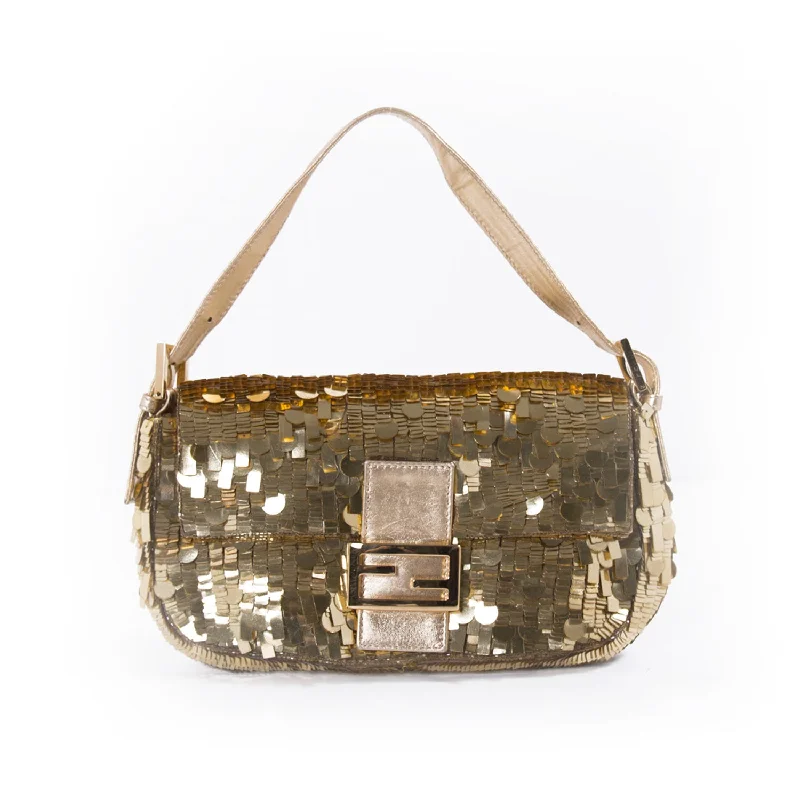 Fendi Gold Sequin Baguette